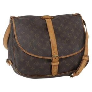 LOUIS VUITTON Monogram Saumur 35 Shoulder Bag M42254 LV Auth ka706
